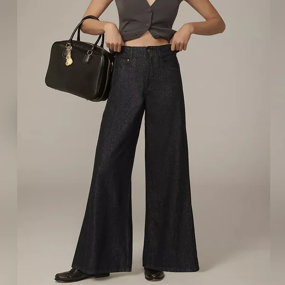 Anthropologie Adi Mid-Rise Frayed Relaxed Flare Pants by Pilcro: Sparkle Edition - Picture 1 of 8